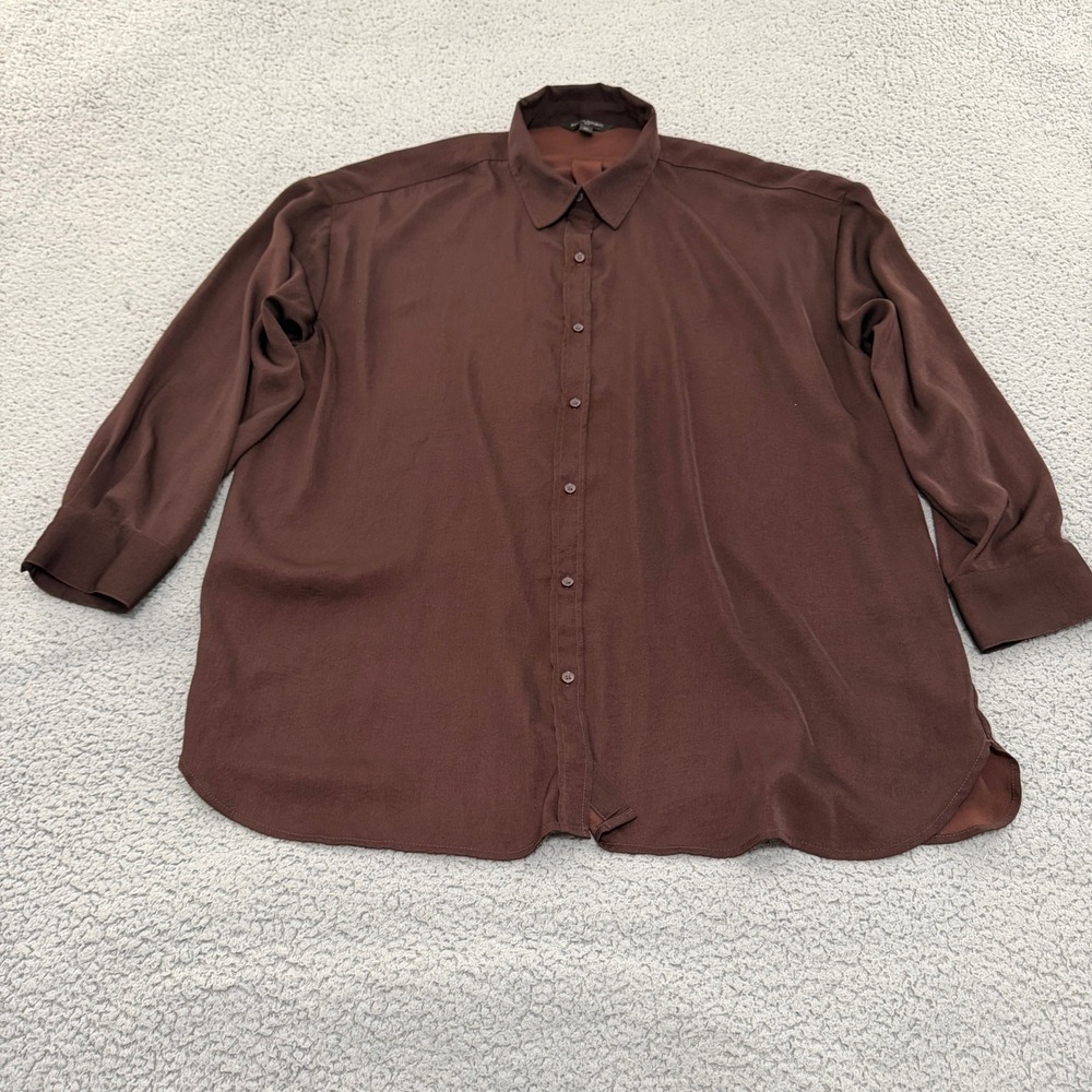 Banana Republic Button Shirt Womens XL Brown Oversized Long Sleeve Solid Tunic
